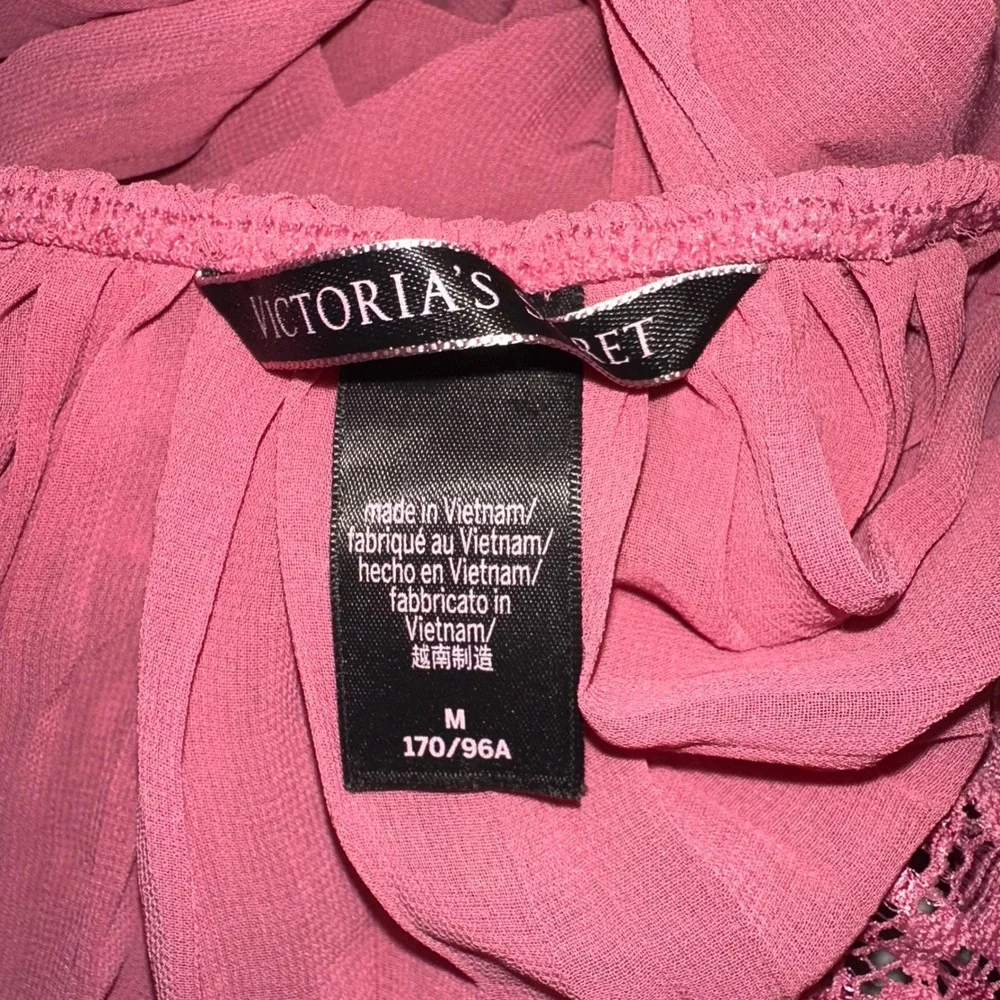 Victoria's Secret Pleated‎ Babydoll Lingerie Lace Trim Ribbon Bow Maroon Size M